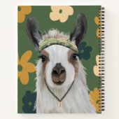 Niedlich Boho Llama - Grüne Retro-Blume Notizblock (Rückseite)