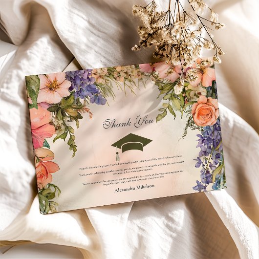 Niedlich Boho Meadow Orange Wildblume Abschluss Dankeskarte