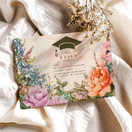 Niedlich Boho Meadow Orange Wildblume Abschluss RSVP Karte