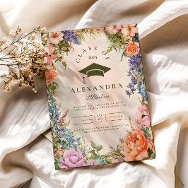 Niedlich Boho Meadow Orange Wildblume Graduatio Einladung