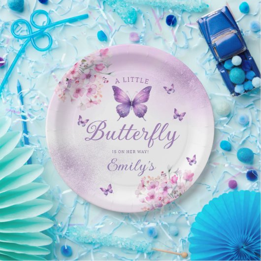 Niedlich Boho Moderne Butterfly Blumenmädchen Baby Pappteller (Party)