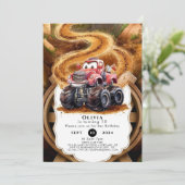 Niedlich Boho Monster Truck Geburtstag Einladung (Stehend Vorderseite)