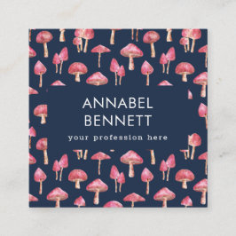 Niedlich Boho Mushroom Pattern Quadratische Visitenkarte