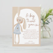 Niedlich Boho Oh Baby Bunny Baby Dusche Dankeskarte (Stehend Vorderseite)