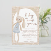 Niedlich Boho Oh Baby Bunny Hearts Baby Dusche Dankeskarte (Stehend Vorderseite)