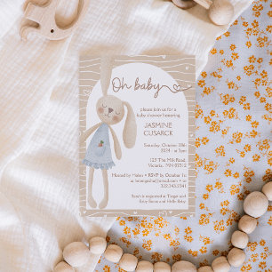 Niedlich Boho Oh Baby Bunny Hearts Baby Dusche Einladung