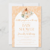 Niedlich Boho Orange Little Pumpkin Baby Dusche Einladung (Vorderseite)