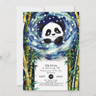 Niedlich Boho Panda Birthday Einladung