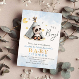 Niedlich Boho Panda in Zent Baby Dusche Einladung