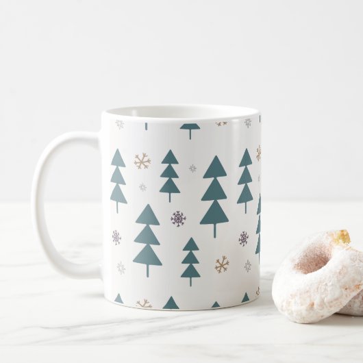 Niedlich Boho Pastel Weihnachtsbaum Woodland Feier Kaffeetasse (Mit Donut)