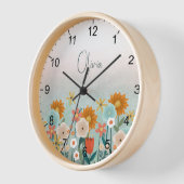Niedlich Boho Pink Botanische Kinder Uhr (Winkel)