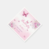 Niedlich Boho Pink Butterfly Floral Girl Babydusch Serviette (Ecke)