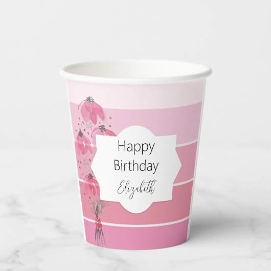 Niedlich Boho Pink Pappbecher (Rückseite)