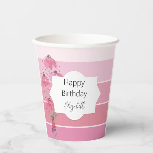 Niedlich Boho Pink Pappbecher (Vorderseite)