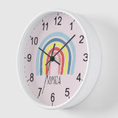 Niedlich Boho Pink Rainbow Kinder Kinderzimmer Uhr (Winkel)