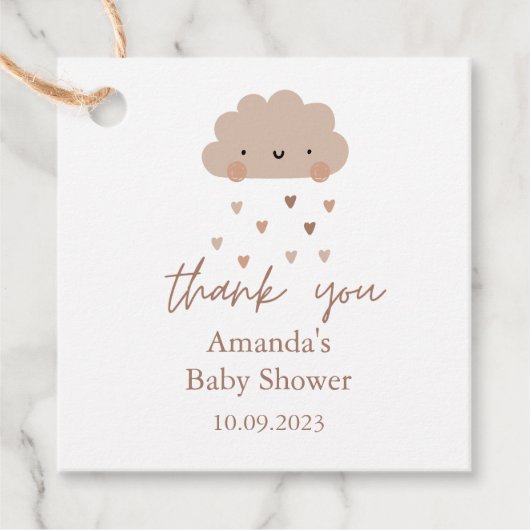 Niedlich Boho Rain Cloud Baby Dusche Geschenkanhänger (Vorderseite)