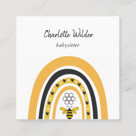 Niedlich Boho Rainbow Babysitter Business Card Quadratische Visitenkarte