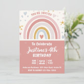 Niedlich Boho Rainbow Birthday Party Einladung (Stehend Vorderseite)