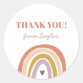 Niedlich Boho Rainbow Bleach Peach Birthday Runder Aufkleber (Vorderseite)