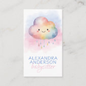 Niedlich Boho Rainbow Cloud Watercolor Babysitter Visitenkarte (Vorderseite)