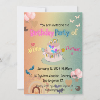 Niedlich Boho Rainbow Gradient Geburtstag Einladung