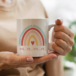 Niedlich Boho Rainbow Heart Mama Mama Mütter Day Kaffeetasse