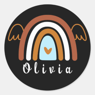 Niedlich Boho Rainbow mit Personalisiertem Namen Runder Aufkleber