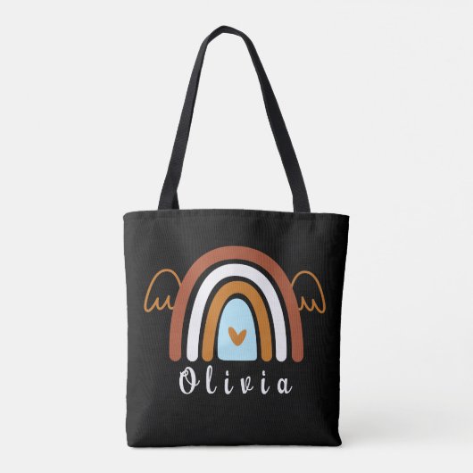 Niedlich Boho Rainbow mit Personalisiertem Namen Tasche (Rückseite)