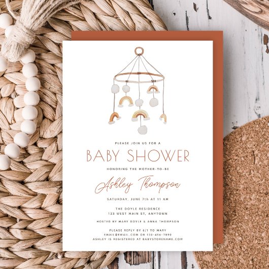 Niedlich Boho Rainbow Mobile Baby Shower Einladung