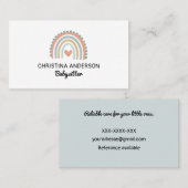 Niedlich Boho Rainbow Pastel Heart Babysitter Visitenkarte (Vorne/Hinten)