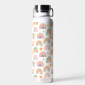 Niedlich Boho Rainbow Pattername Personalisiert Trinkflasche (Rückseite)