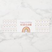 Niedlich Boho Rainbow Peach Birthday Wasserflaschenetikett (Einzelnes Label)