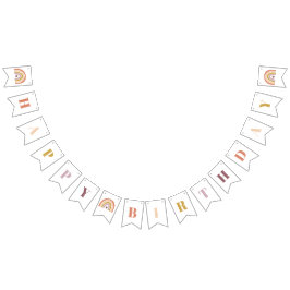 Niedlich Boho Rainbow Peach Birthday Wimpelkette