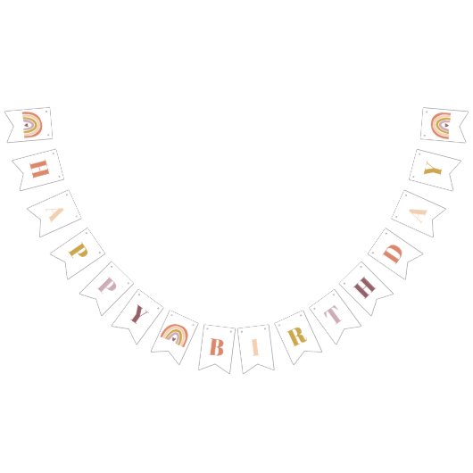 Niedlich Boho Rainbow Peach Birthday Wimpelkette (Alle)