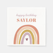 Niedlich Boho Rainbow Peach Blush Geburtstag Serviette (Vorderseite)