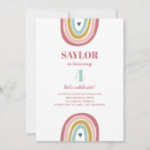 Niedlich Boho Rainbow Pink Geburtstag Einladung (Vorderseite)