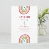 Niedlich Boho Rainbow Pink Geburtstag Einladung (Stehend Vorderseite)