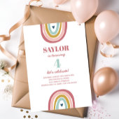 Niedlich Boho Rainbow Pink Geburtstag Einladung