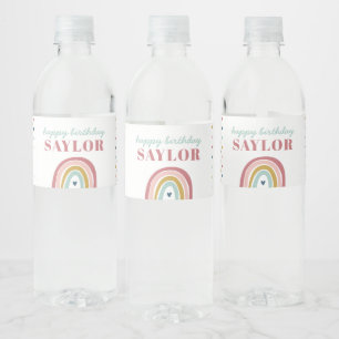 Niedlich Boho Rainbow Pink Geburtstag Wasserflaschenetikett