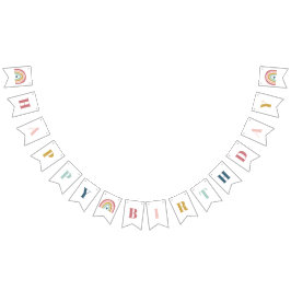 Niedlich Boho Rainbow Pink Geburtstag Wimpelkette