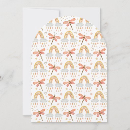 Niedlich Boho Rainbow Raindrops Arch Baby Dusche Einladung (Rückseite)