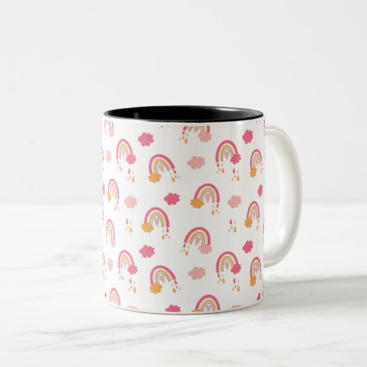 Niedlich Boho Rainbow Seamless Pattern Individuell Zweifarbige Tasse (VorderseiteRechts)