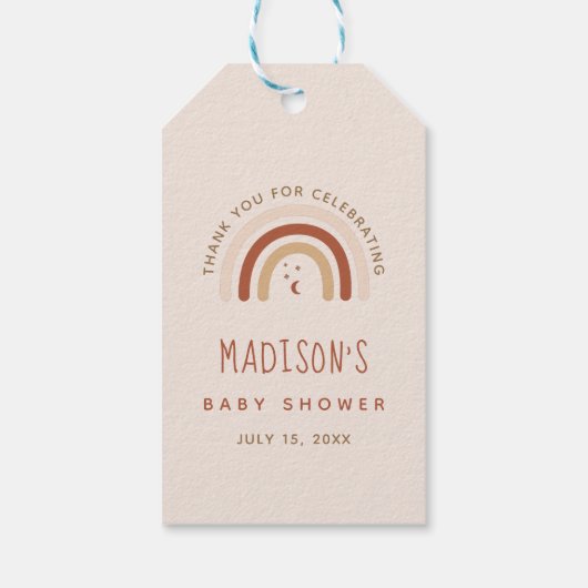 Niedlich Boho Rainbow Terracotta Kinderdusche Moon Geschenkanhänger (Rückseite)