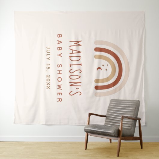 Niedlich Boho Rainbow Terracotta Kinderdusche Moon Wandteppich (Beispiel (Horizontal))