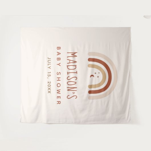 Niedlich Boho Rainbow Terracotta Kinderdusche Moon Wandteppich (Vorderseite (Horizontal))