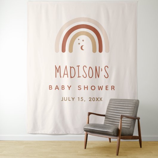 Niedlich Boho Rainbow Terracotta Kinderdusche Moon Wandteppich (Beispiel)