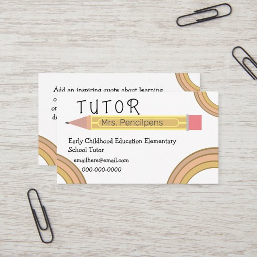 Niedlich Boho Rainbows Tutor-Lehrerin Visitenkarte (Vorderseite/Rückseite Beispiel)