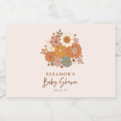 Niedlich Boho Retro Floral Baby Dusche Individuell Schaumweinetikett (Einzelnes Label)