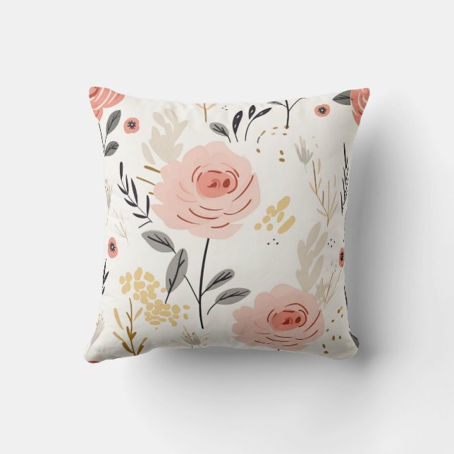 Niedlich-Boho-Rose-Muster Kissen (Rückseite)