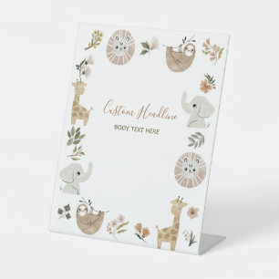 Niedlich Boho Safari Anamials Baby Dusche Custom Sockelschild